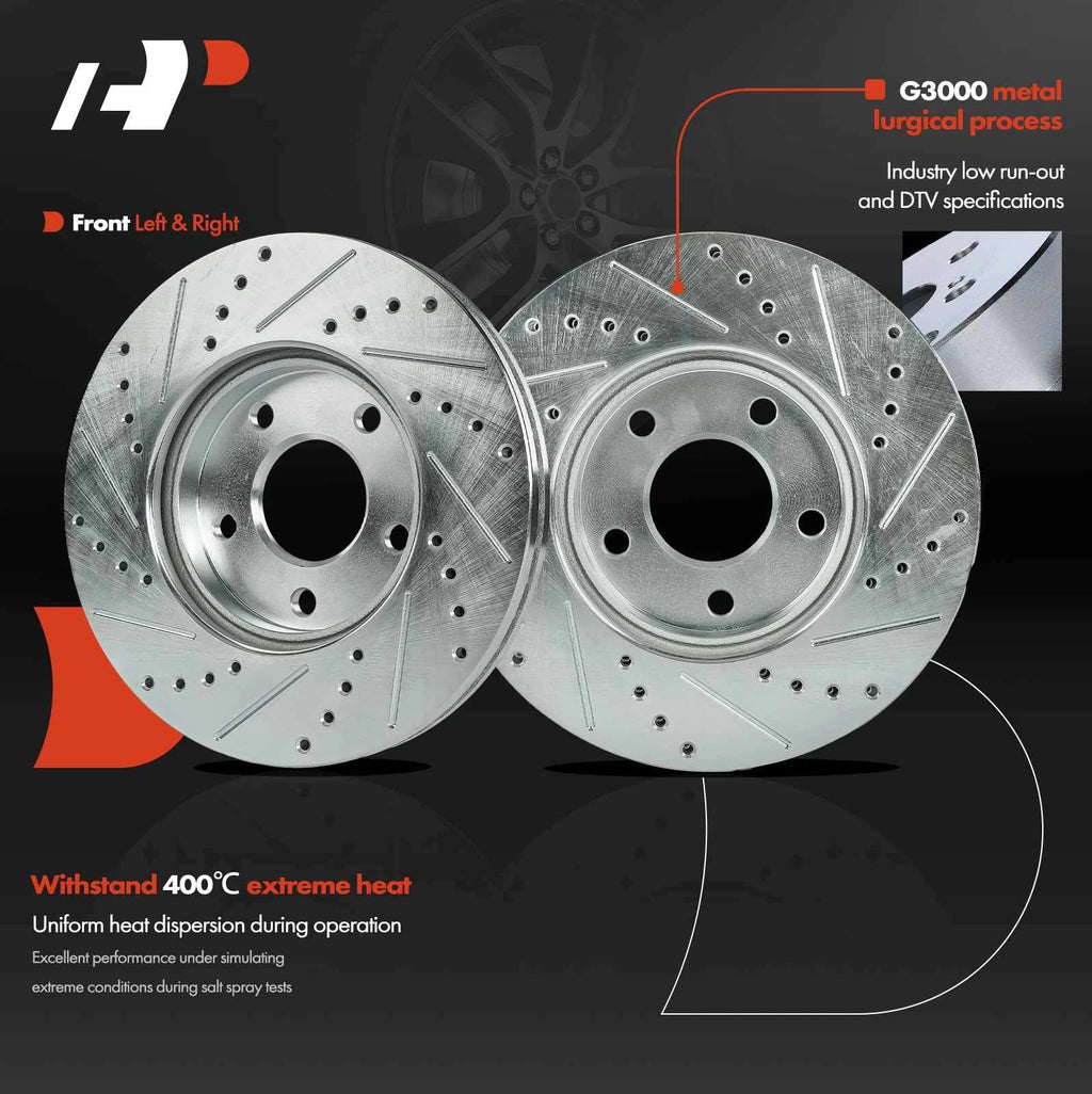 Front Drilled Brake Rotors & Ceramic Brake Pads for Chevy HHR (2006–2011)