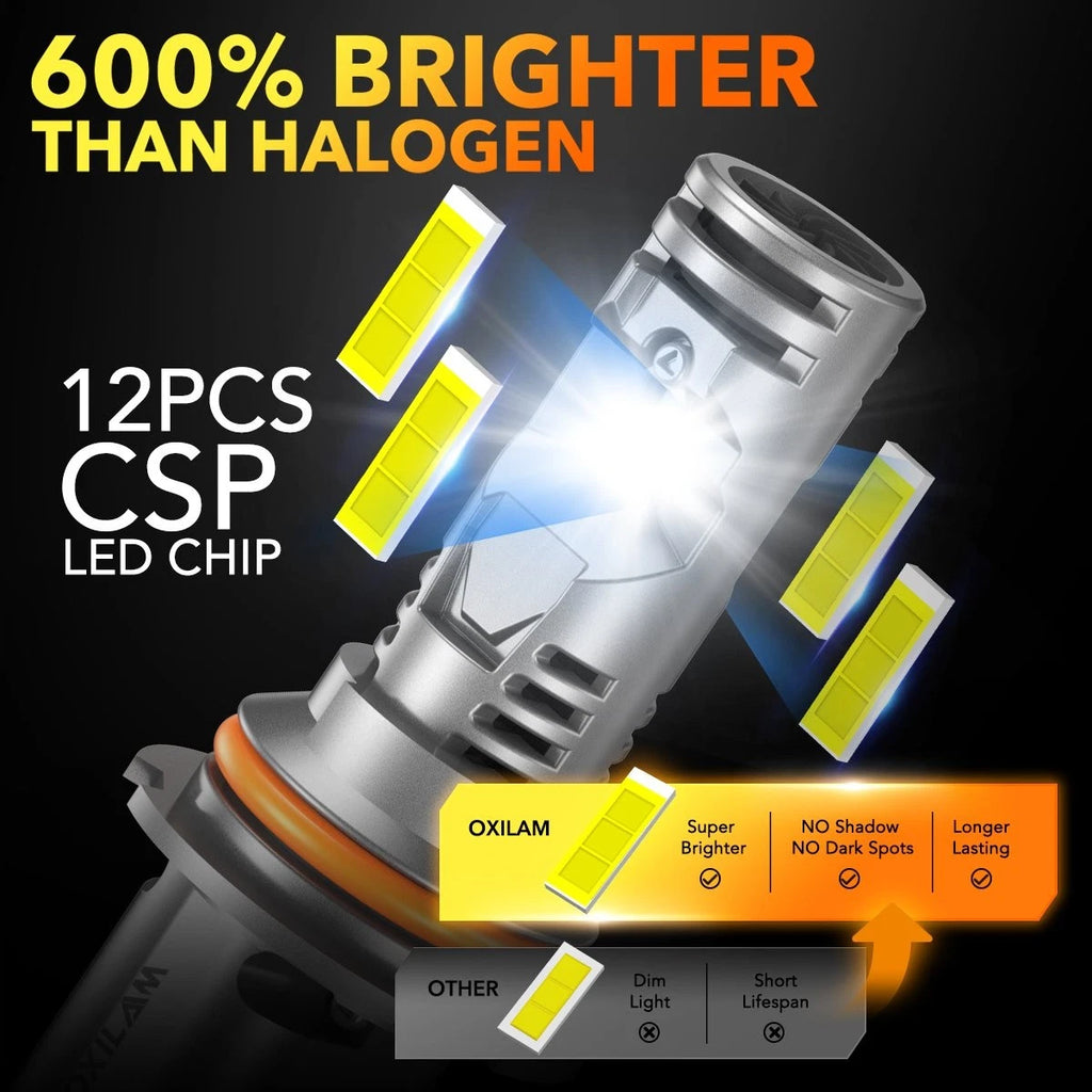 2X 9007 HB5 LED Headlight Bulbs for OXILAM (Hi/Lo Beam, 6500K White)