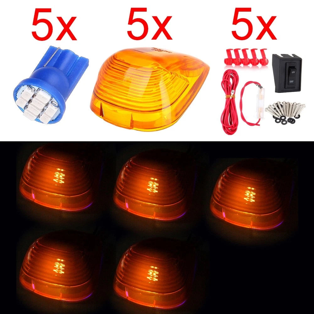 5X Amber Cab Marker Light Lens with 12V 8SMD LED T10 Harness for Ford Super Duty