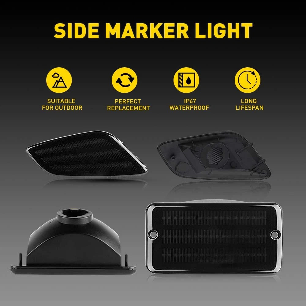 Set of 4 Smoke Fender Side Marker Light Covers for Jeep Wrangler TJ (1997–2006)