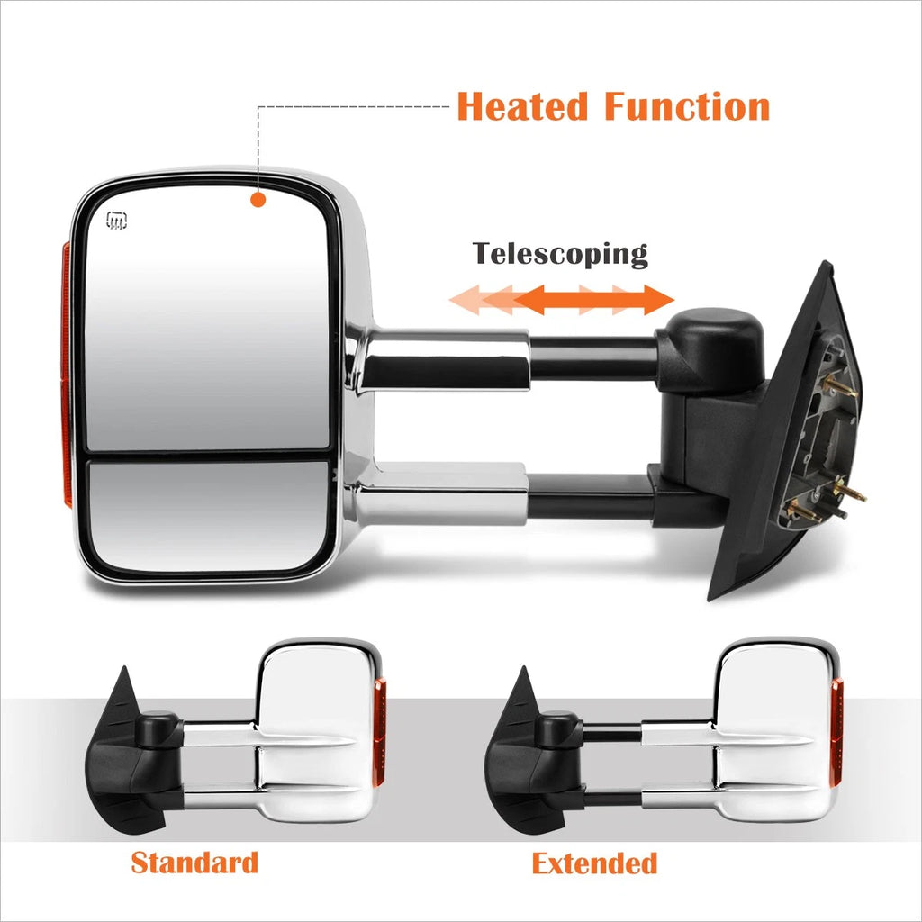 Power Heated Chrome Towing Mirror w/LED Signal for Silverado/Sierra (2007–2014)