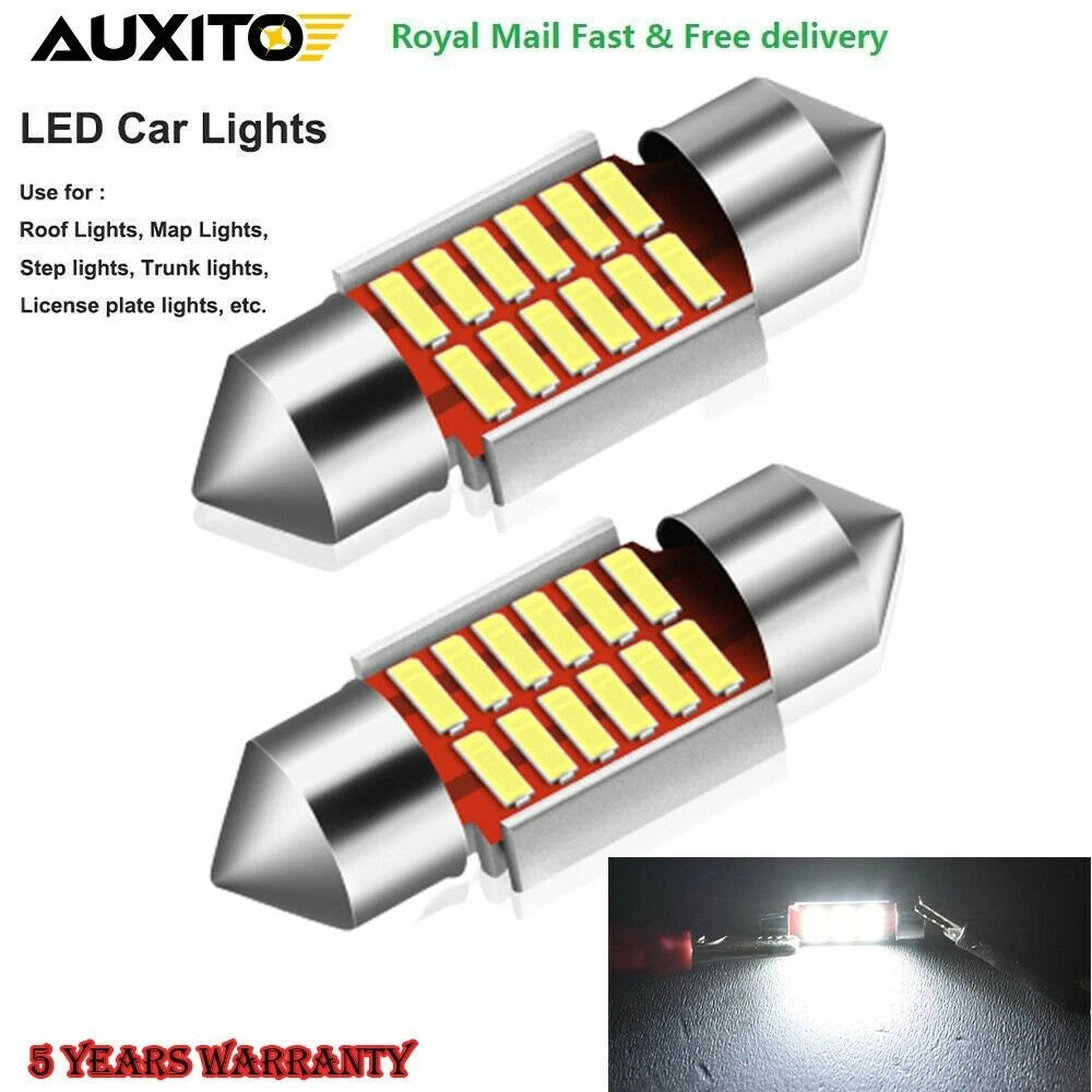 2X AUXITO 31MM DE3175 DE3022 LED Car Map Dome Light Bulb 6000K Bright White