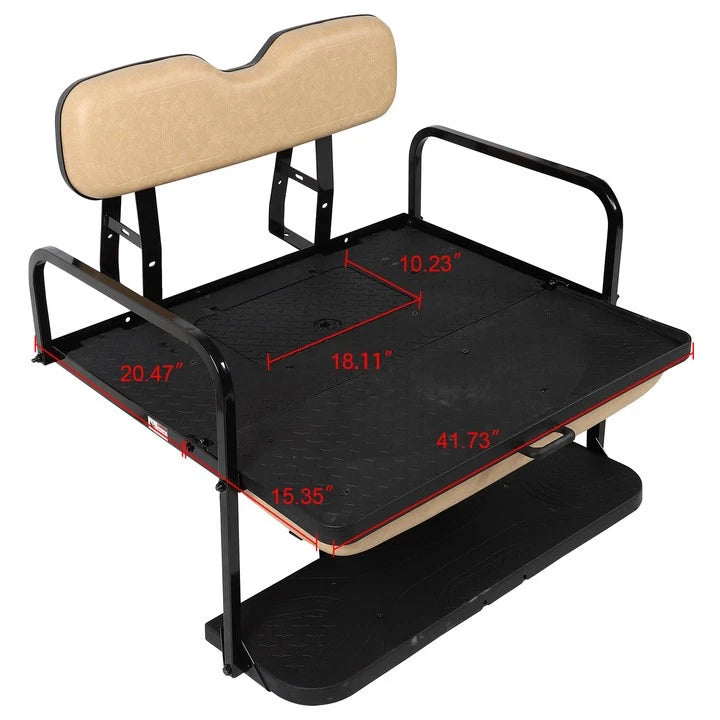 Rear Flip Seat Kit with Tan Cushions for EZGO TXT Golf Cart (1994–Present)