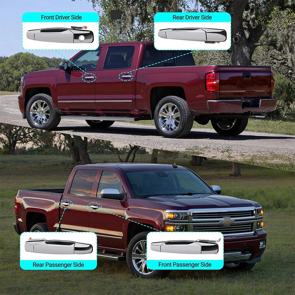 4X Chrome Door Handles for Chevy Avalanche Silverado 1500 Suburban (2007–2013)