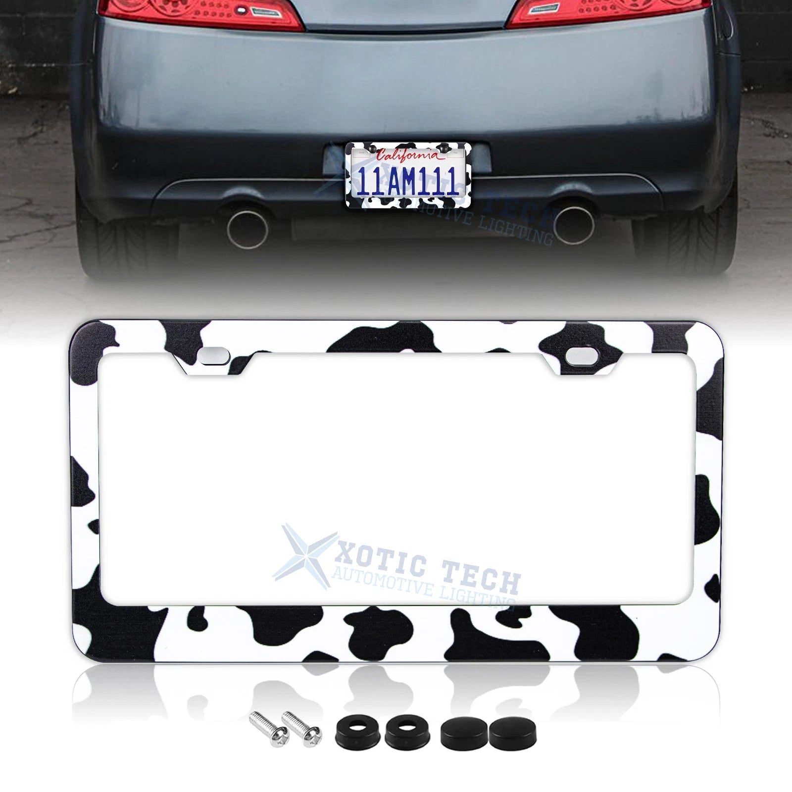 Cow Print License Plate Frame Border for Universal Car Truck SUV (Universal)