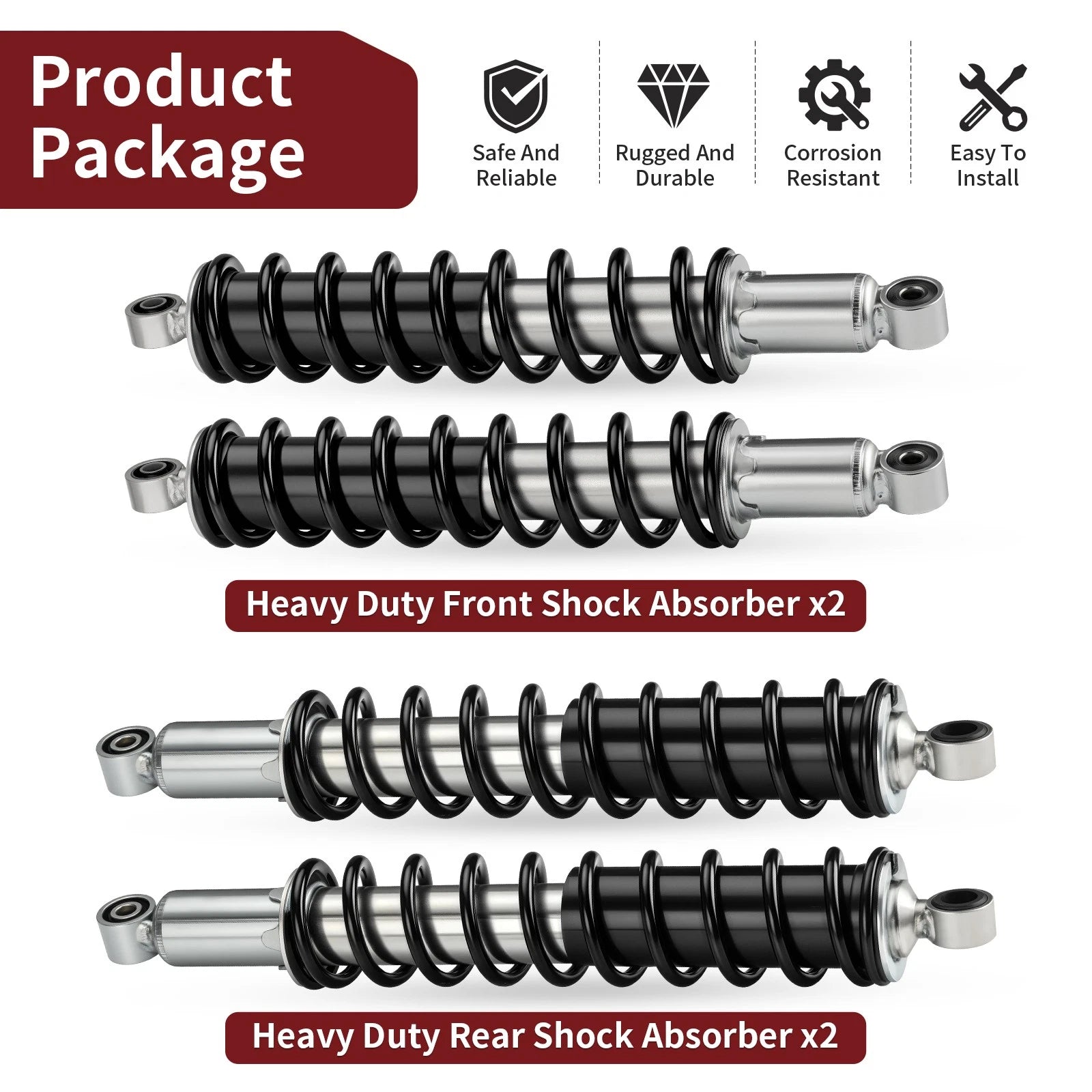 4X Heavy Duty Shock Absorbers for Honda Rubicon 500 TRX500 (2001–2014)
