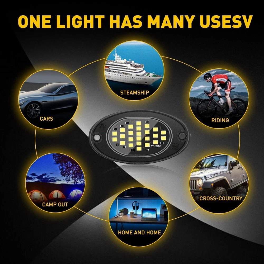 16PCS White LED Rock Lights for Jeep Truck ATV UTV (Offroad)