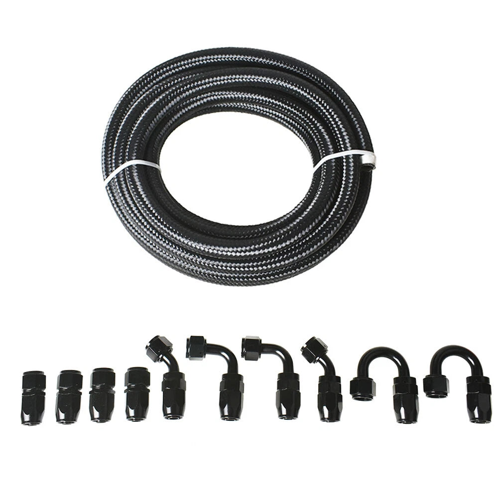 Braided Fuel Hose Line Kit with Swivel Hose End Fittings - 20 Feet