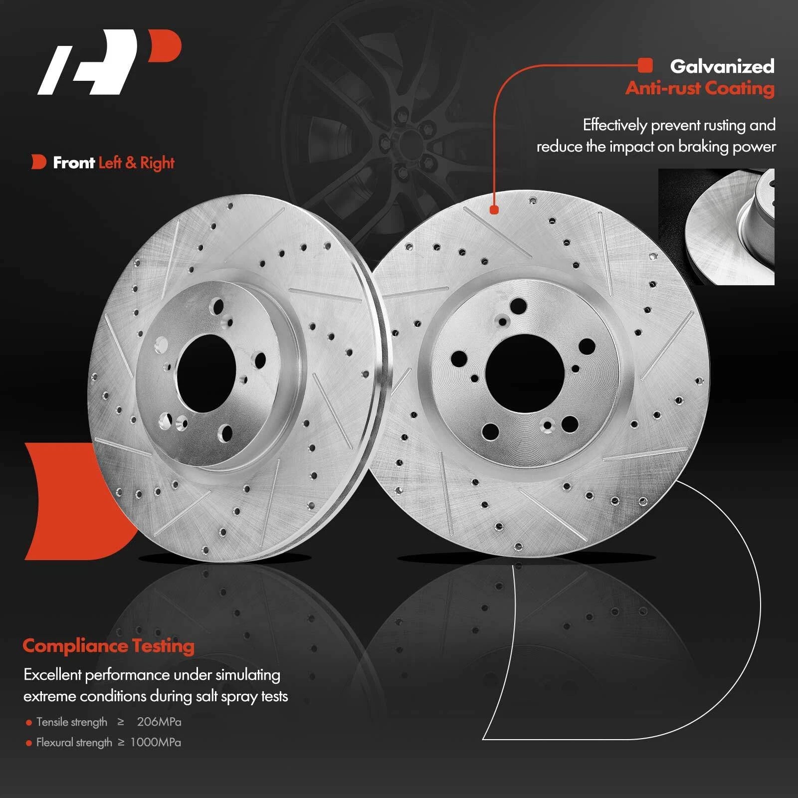 Front Drilled Brake Rotor & Pad Set for Acura MDX ZDX