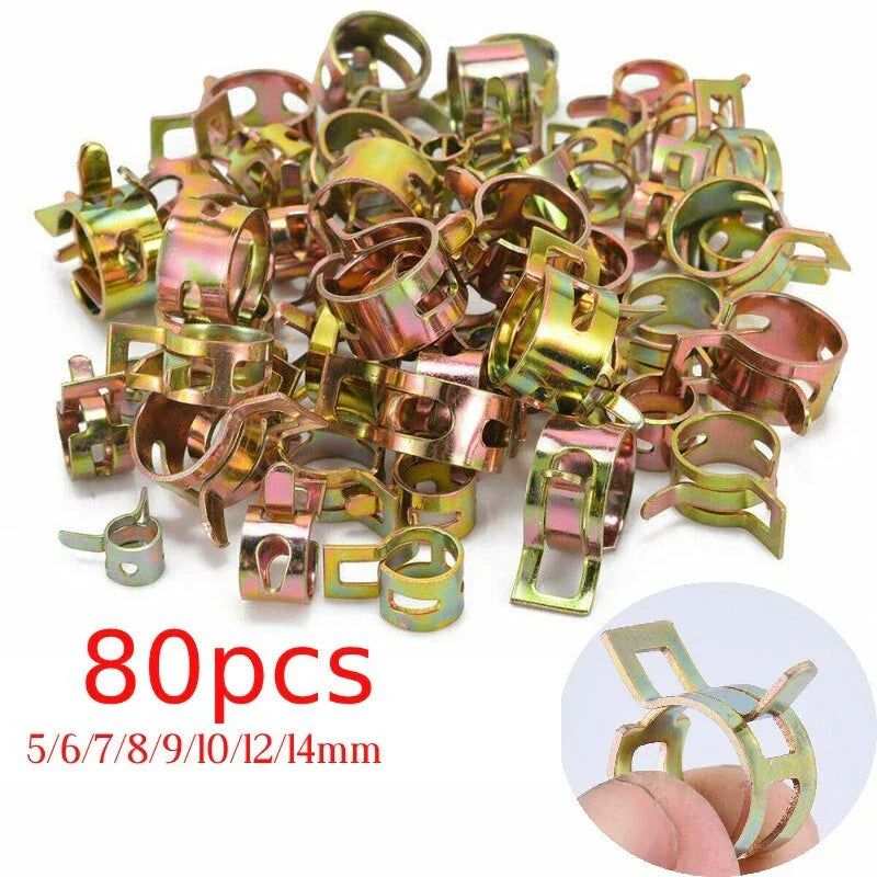 80pcs Automotive Vacuum Fuel Hose Pinch Spring Clip Clamp Fastener UK