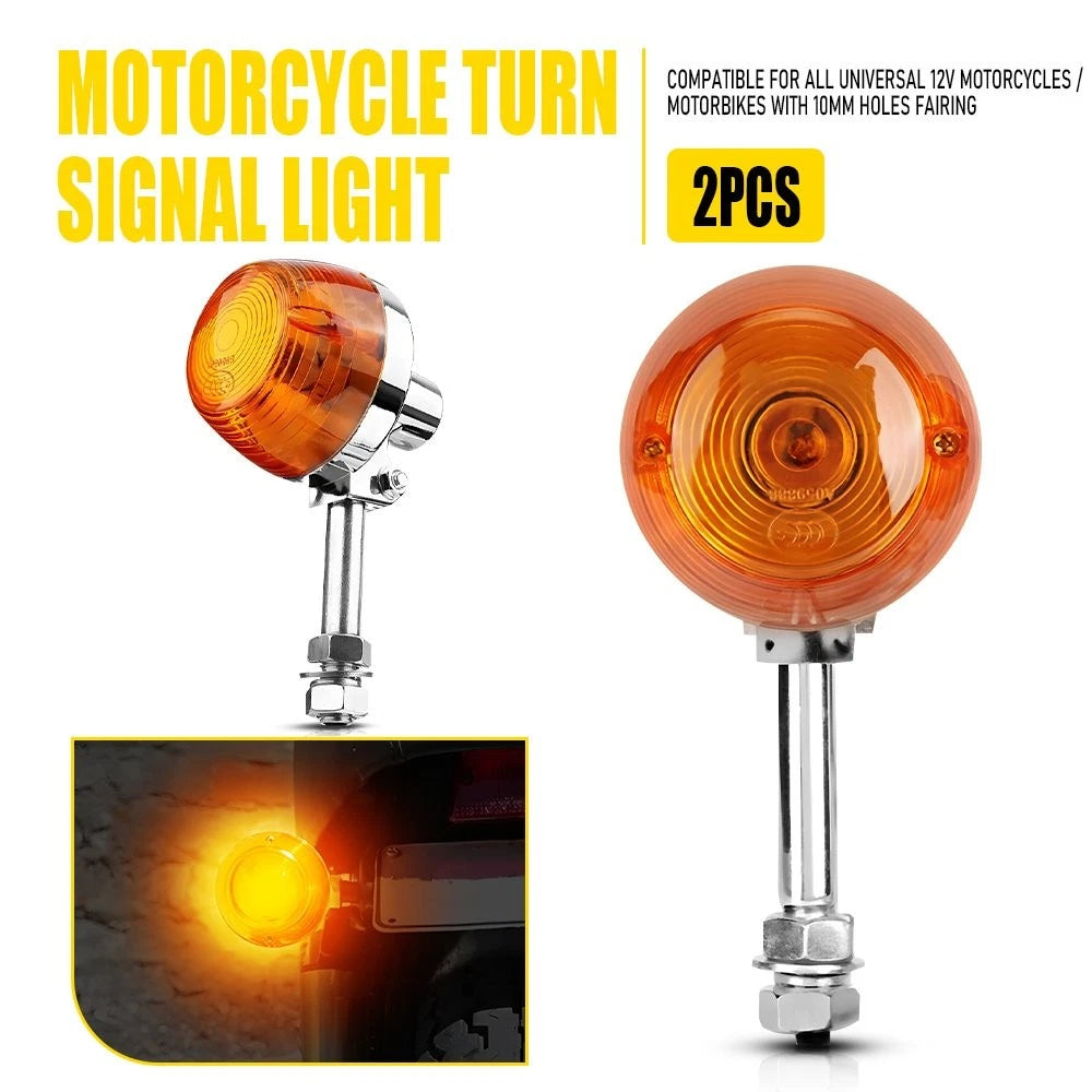 2PC Turn Signal Indicator Amber Blinker Light for Universal Motorcycle