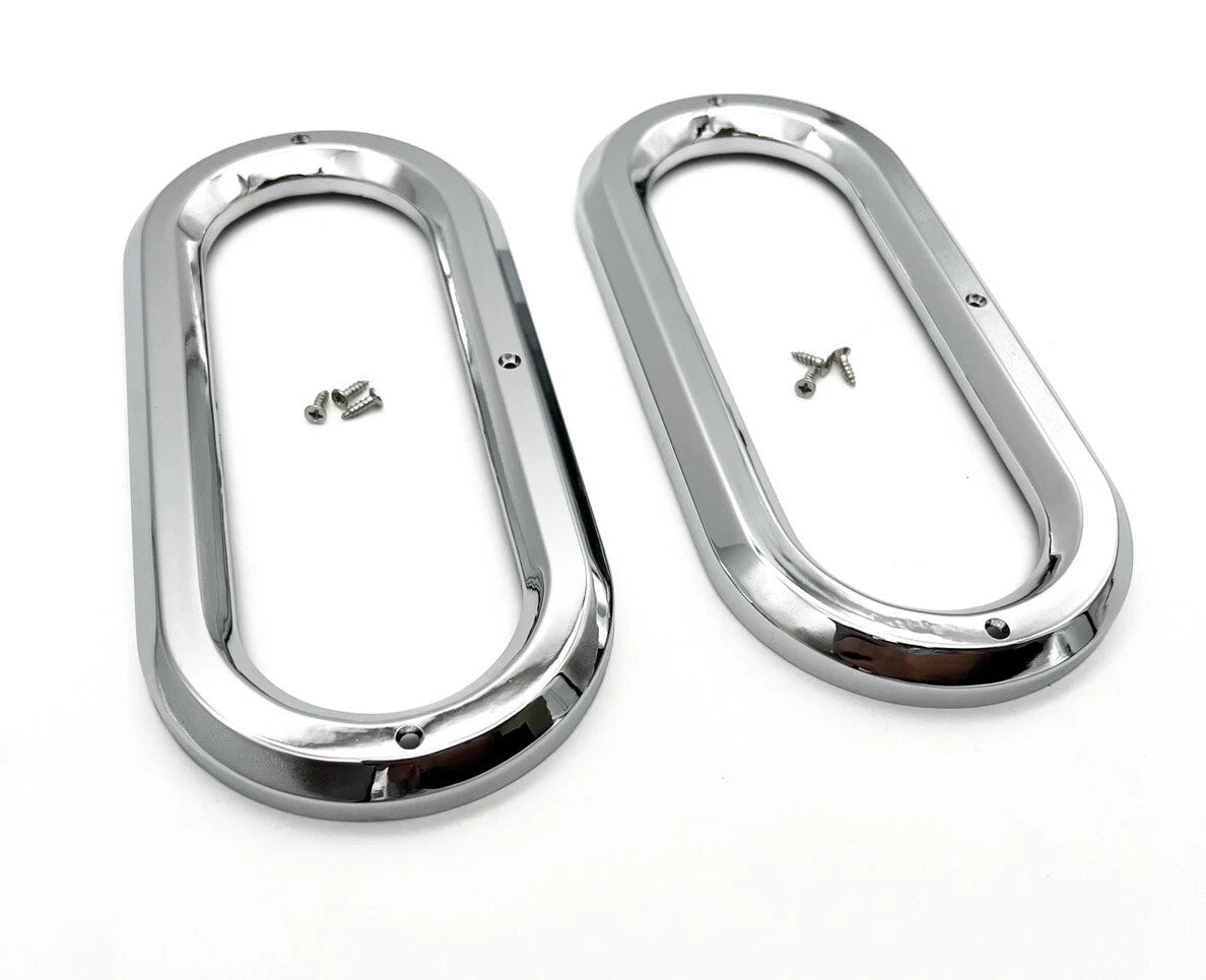 Chrome Semi Truck Trailer Light Bezels for 6 Inch Oval Lights (Qty 1)