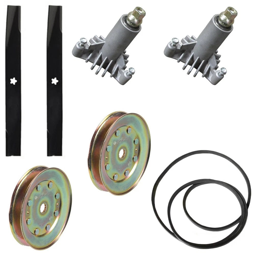 Deck Belt Spindle Pulley Blade Kit for Craftsman Husqvarna Poulan Pro (42")