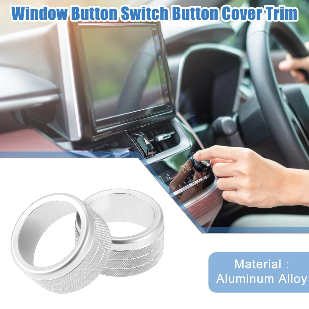 Set of 2 AC Control Switch Knob Covers for Toyota Tundra (2014–2021) Silver Tone
