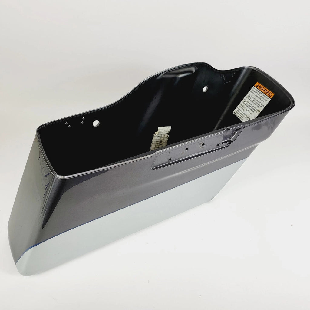 Right Side Saddlebag for Harley Davidson (2014–2023) 2 Tone Silver with Blue Pin