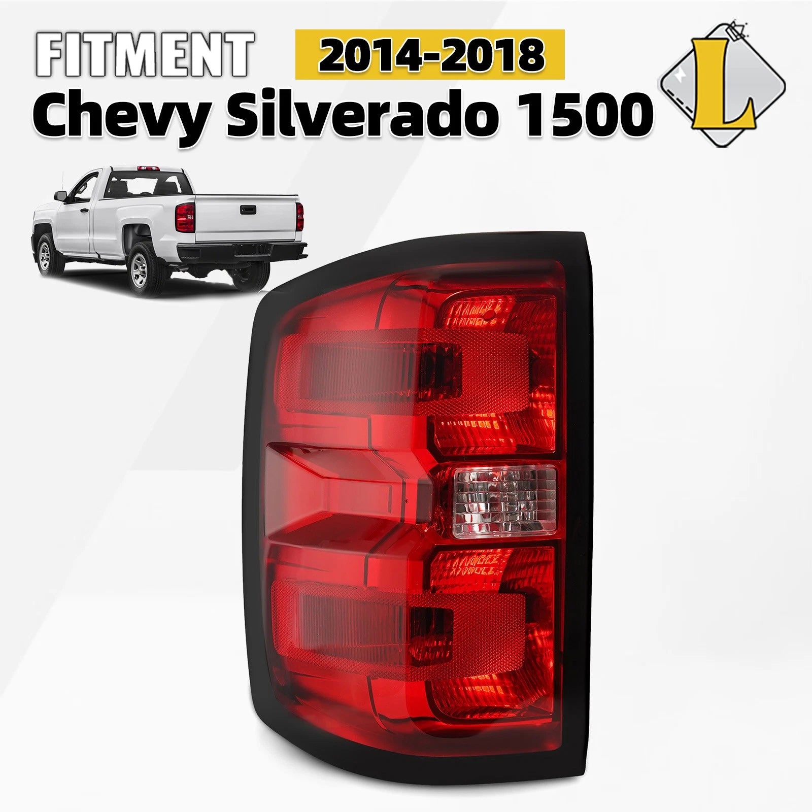 Halogen Taillight with Bulb Left for Chevy Silverado/Sierra 1500 2500 3500 (2014–2019)