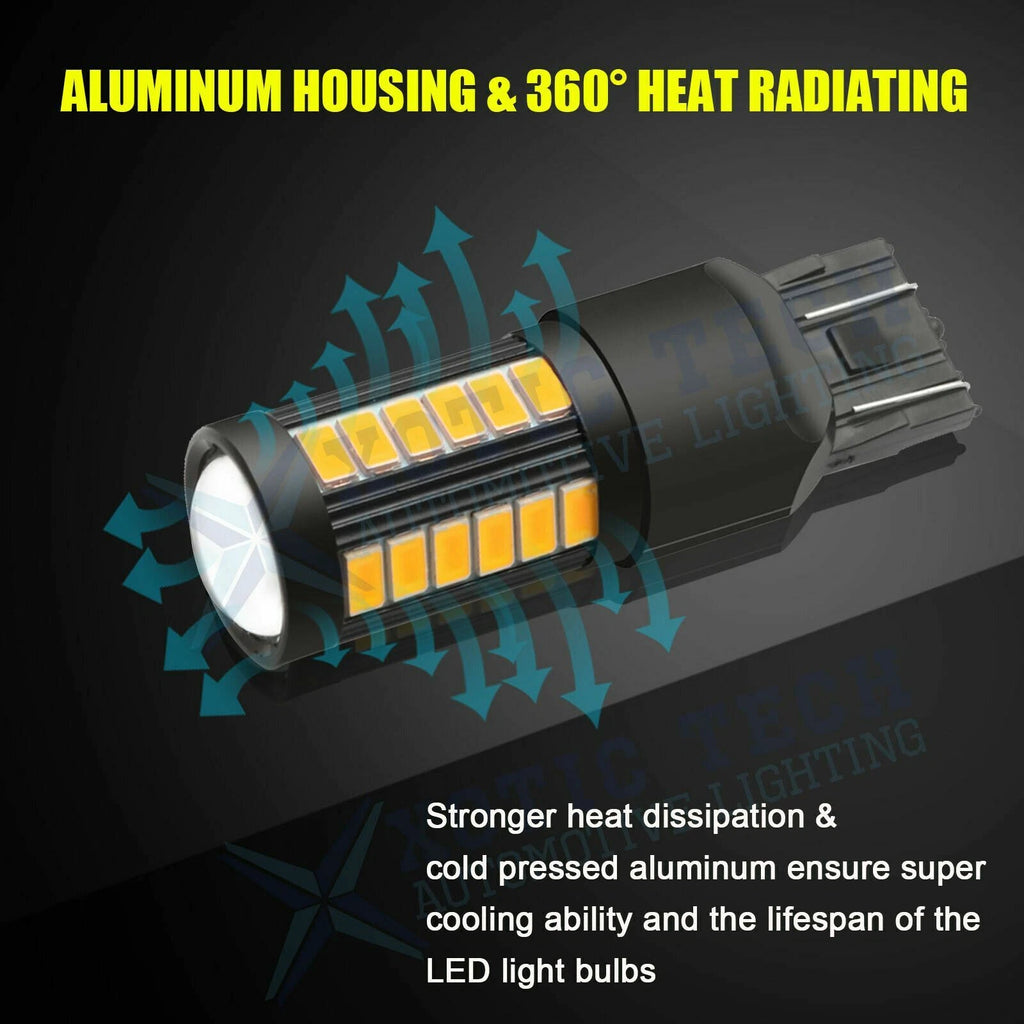 Amber LED Rear Turn Signal Light Bulbs for 2Pcs (7440-7444) (990-991)