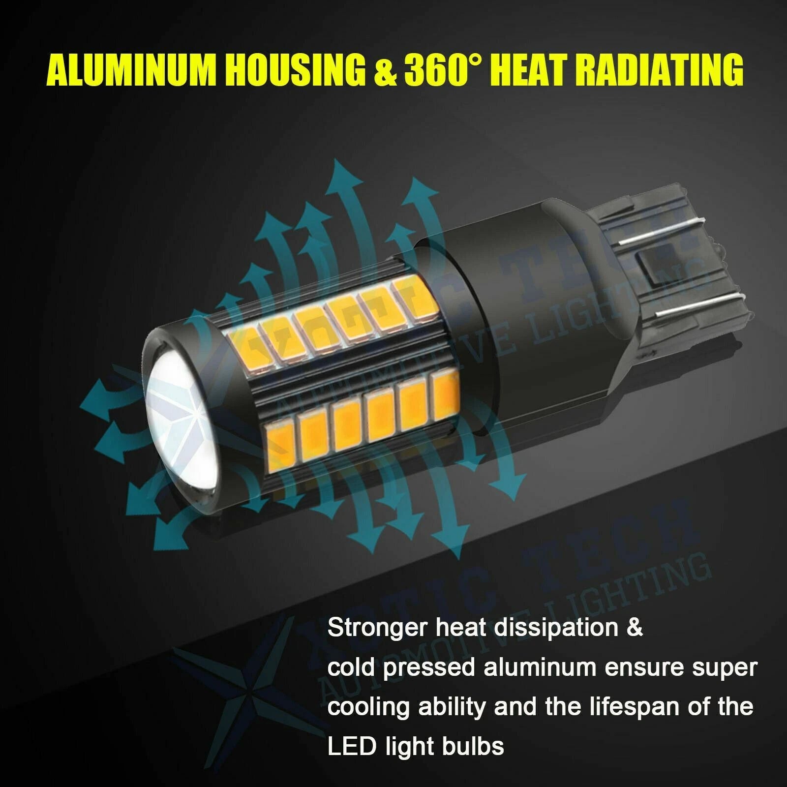 Amber LED Rear Turn Signal Light Bulbs for 2Pcs (7440-7444) (990-991)