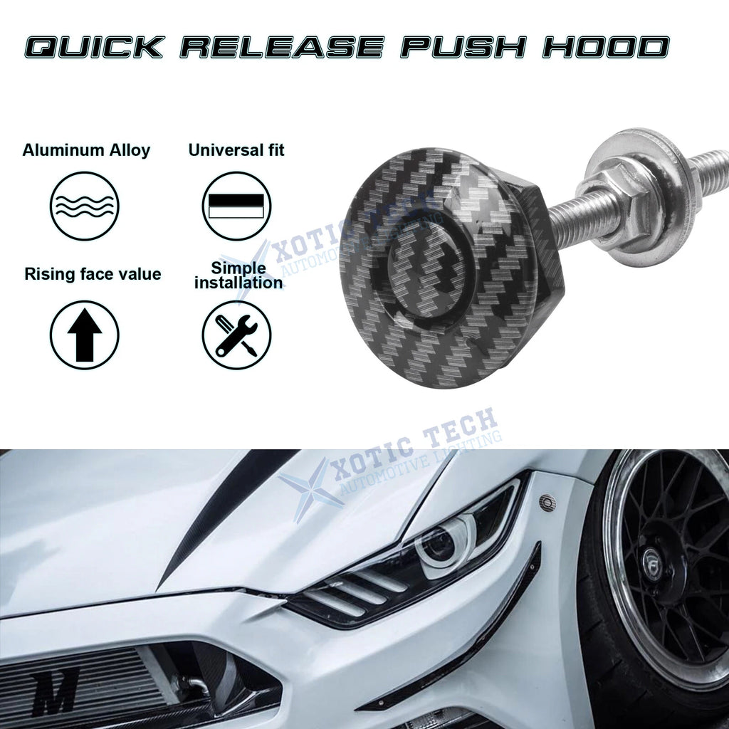 2X Carbon Fiber Texture Quick Release Hood Lock Latch Kit for Ram (2009-2018)