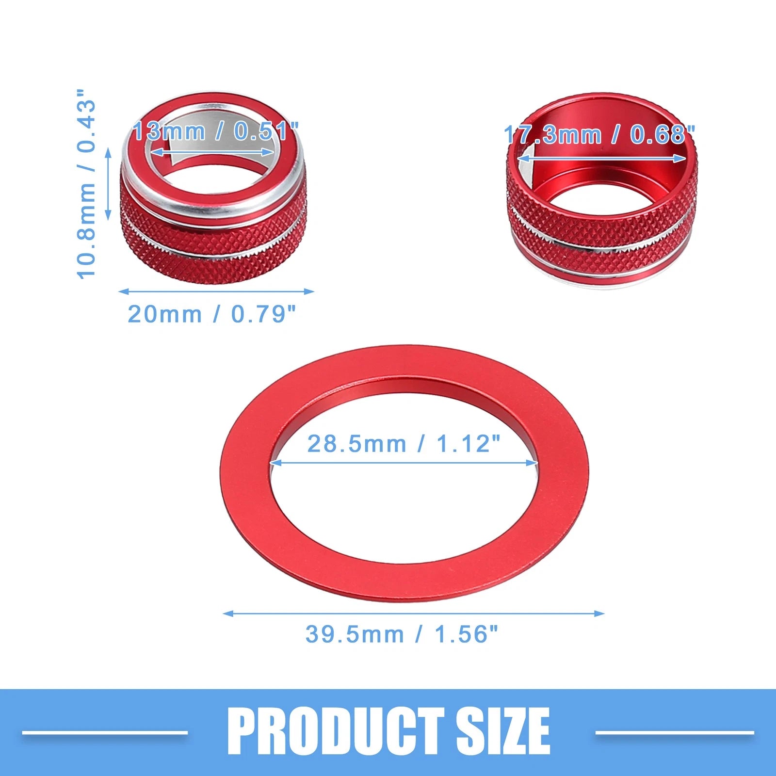 2X Media Volume Switch Knob Engine Start Button Cover for Honda Civic (2022) Red