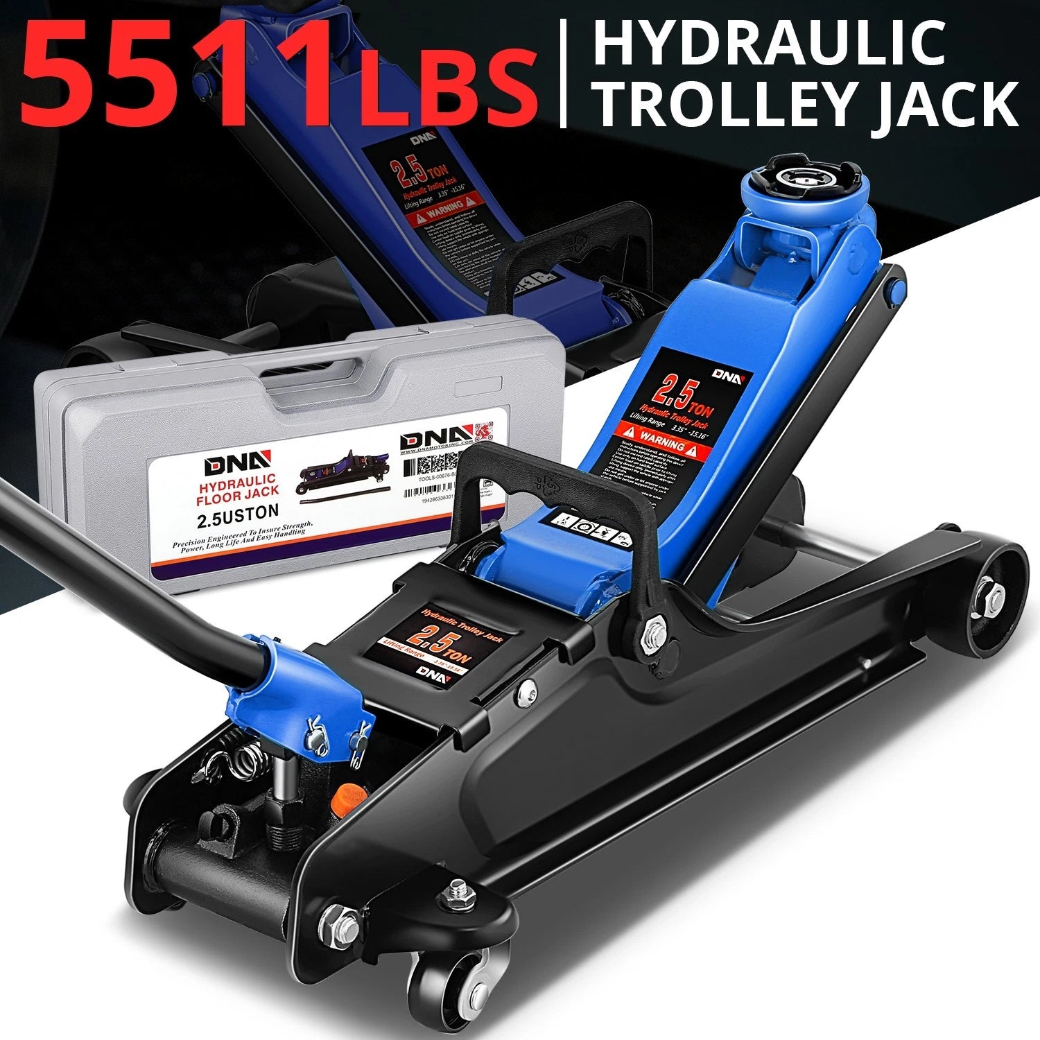 3.35-15.16 Hydraulic Floor Jack 5500lb Capacity with Swivel Caster