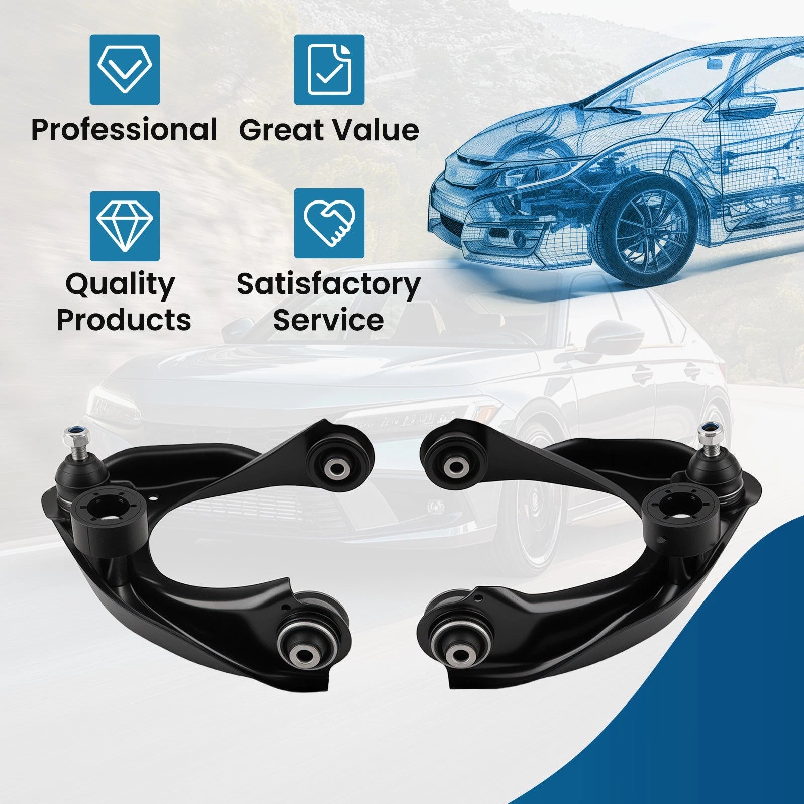 Set of 4 Front Complete Struts w/Control Arms for Mazda 6 (2003–2008)