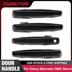 4PCS Black Exterior Door Handle Front & Rear for Chevy Silverado 1500 GMC Sierra (2014–2018)