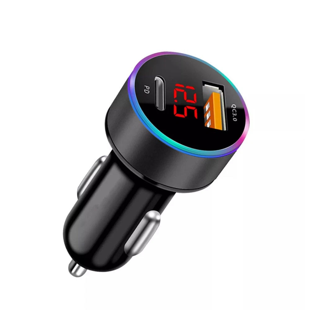 38W Dual USB PD Type-C Fast Car Phone Charger for Universal Vehicles (2010–2023)