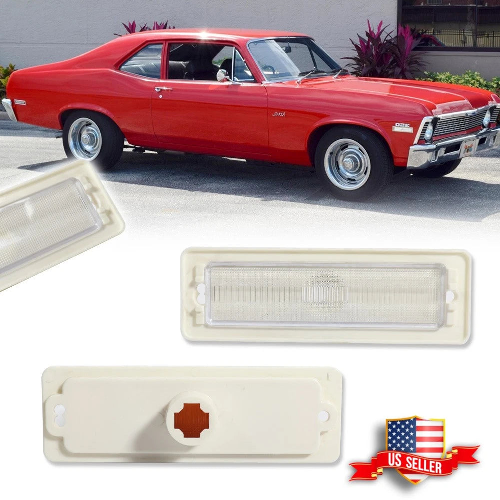 Set of 2 Clear Lens Side Marker Lights for Chevy Nova (1970–1974)