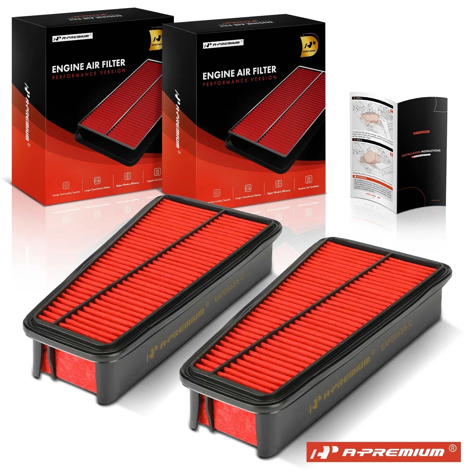 2-Pack High Performance Engine Air Filter for Toyota Tacoma Tundra 4Runner (2016-2024)