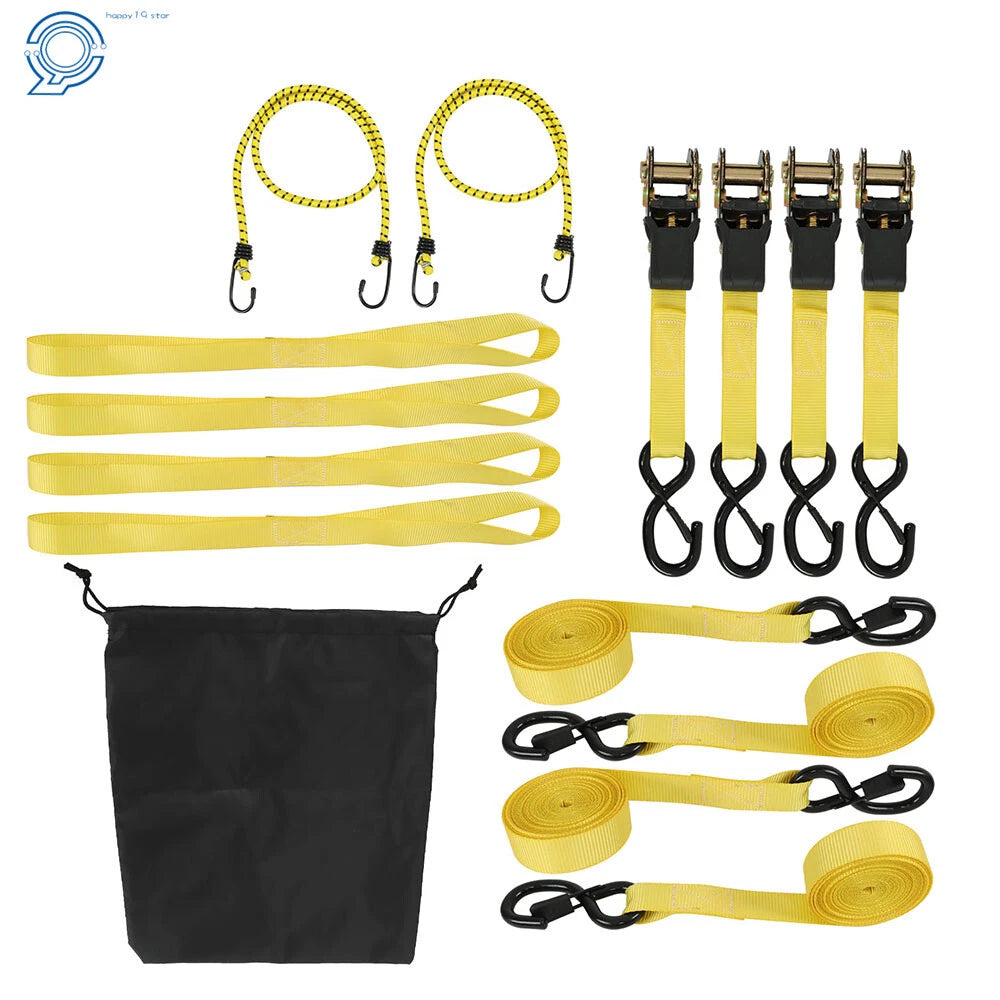 Set of 4 Universal 15 FT Tie Down Straps for Moving Cargo