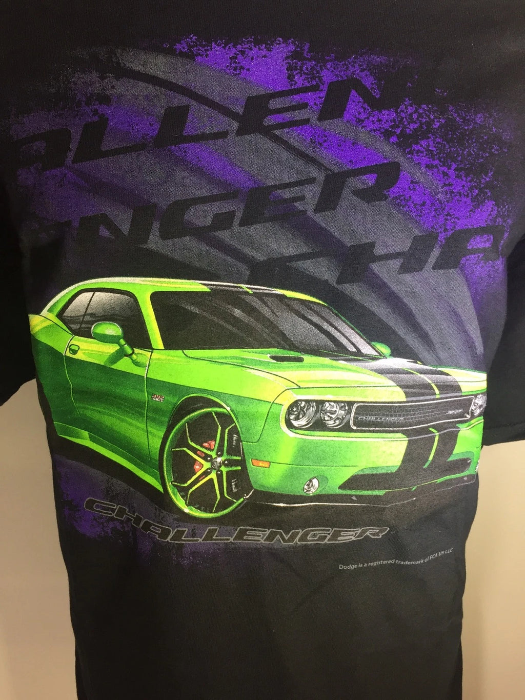 Licensed T-Shirt Black with Lime Green for Dodge Challenger SRT (2015–2023)