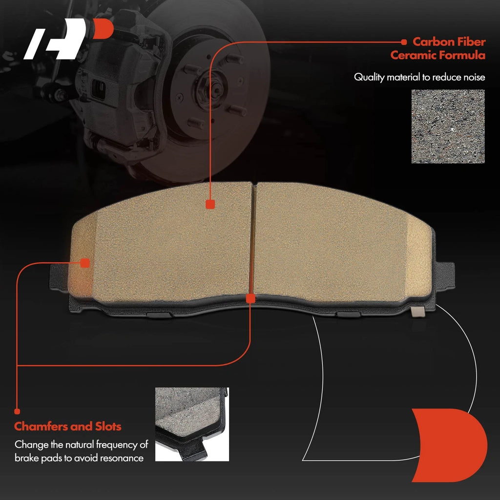 Set of 4 Front Ceramic Brake Pads for Jeep JL Wrangler (2018–2023)