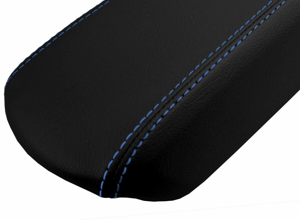Console Lid Pull Over Cover Leather for Ford Focus (2008–2011) Black Blue Stitch