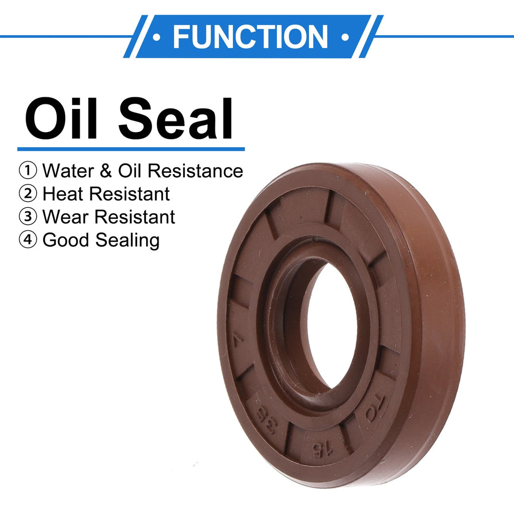 Set of 2 Oil Seal Rotary Shaft Seal FKM Rubber 15x35x7mm
