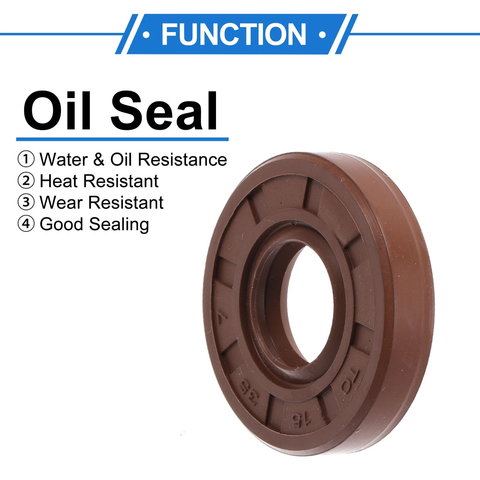 Set of 2 Oil Seal Rotary Shaft Seal FKM Rubber 15x35x7mm
