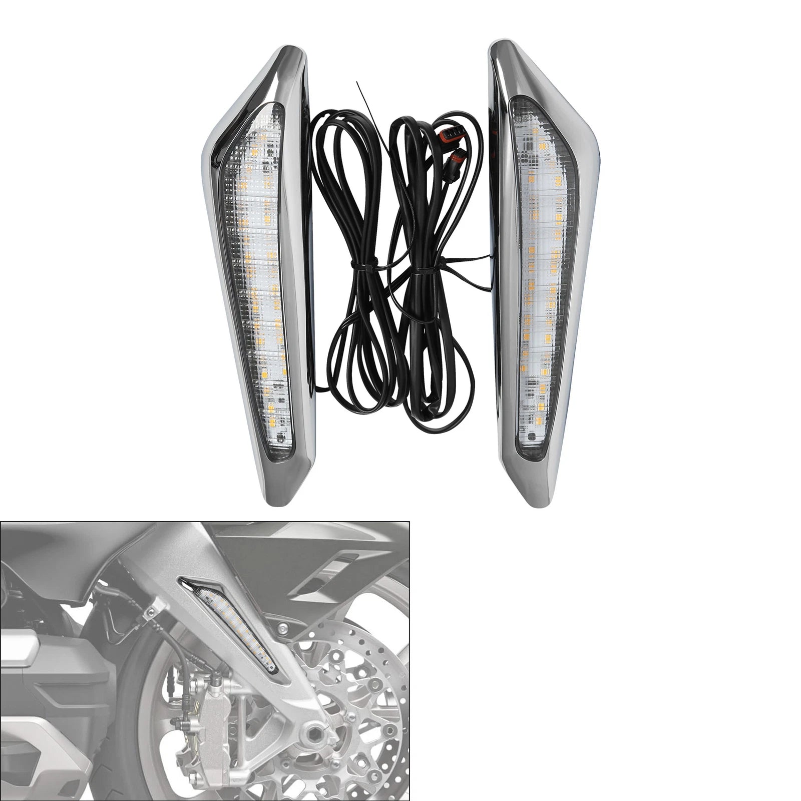 2X Front Brake Fork Mounted LED Amber Lights for Honda Goldwing GL1800 (2018–2025)