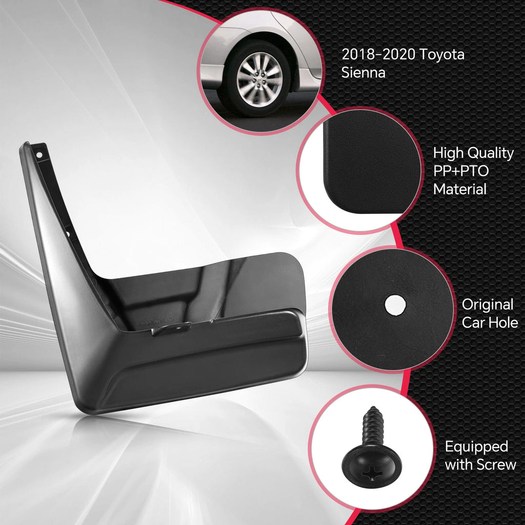 Mud Guards with Hardware for Toyota Sienna (2018-2020) Mini Passenger Van