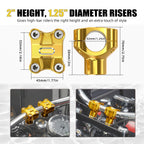 50mm Handlebar Risers 1.25" Bar Clamp Kit for Harley Dyna Switchback (2012–2017)