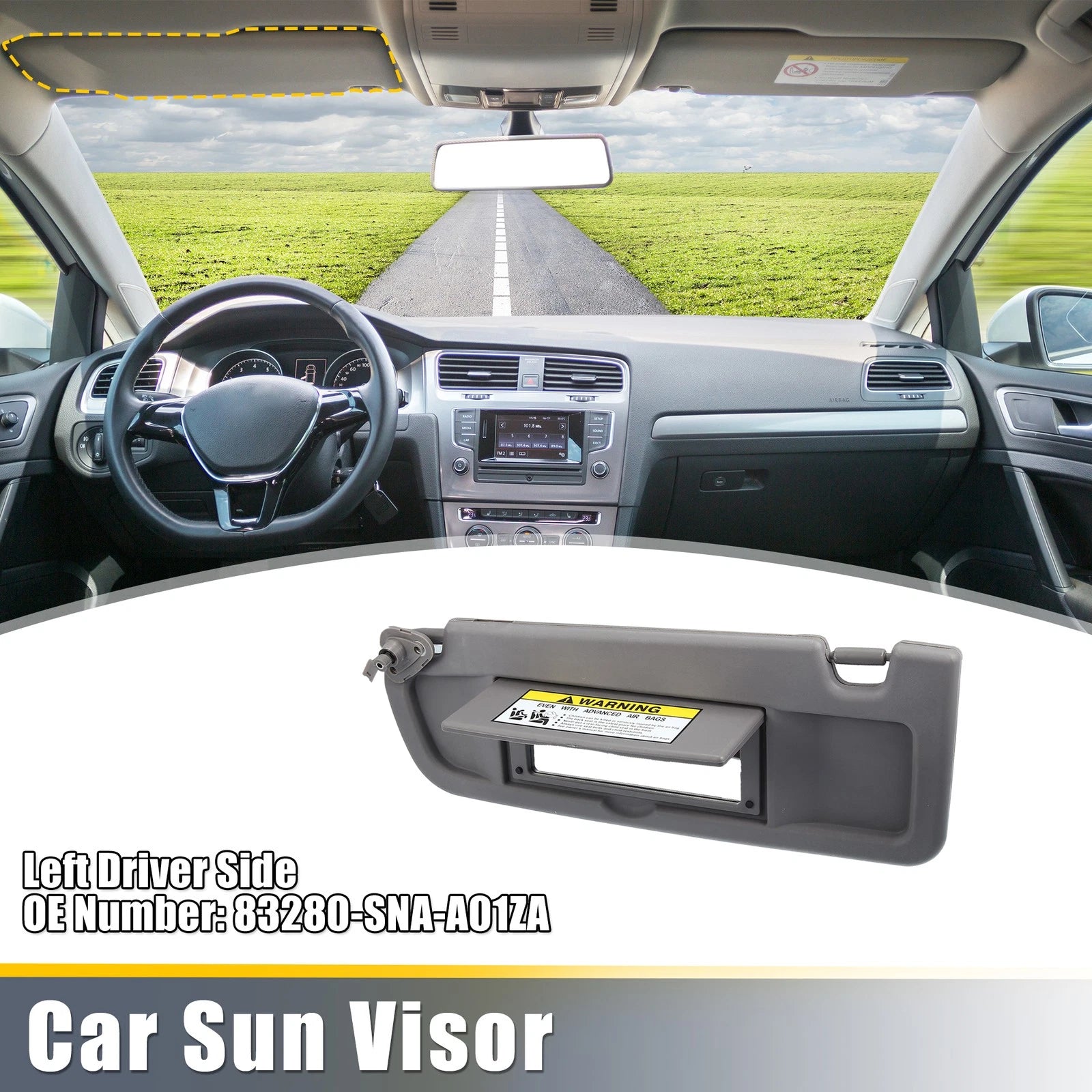 Left Side Sun Visor for Honda Civic (2006–2011) 83280-SNA-A01ZA Deep Gray
