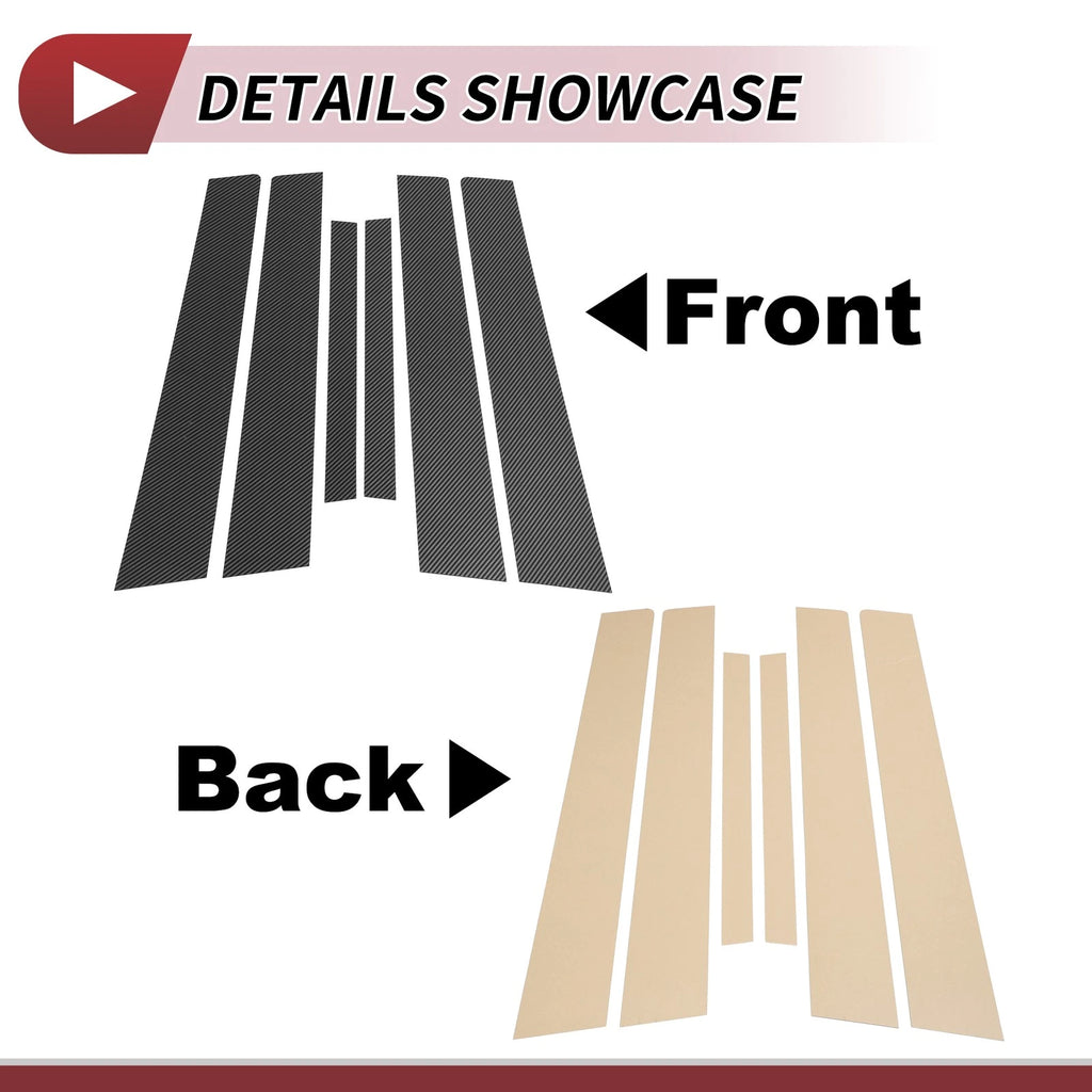 Set of 6 Door Pillar Window Trim for Nissan Altima (2007–2012) Carbon Fiber