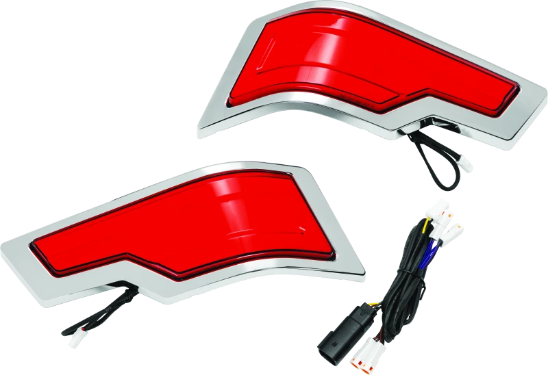 Tracer Tour Pak Rear Lights for Harley Davidson (Chrome, Red Lens)