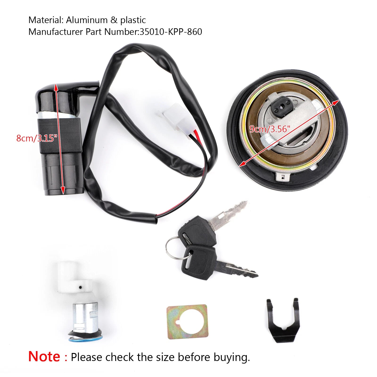 Ignition Switch Fuel Gas Cap Seat Lock Key Set for Honda CBR125R (2004–2010)