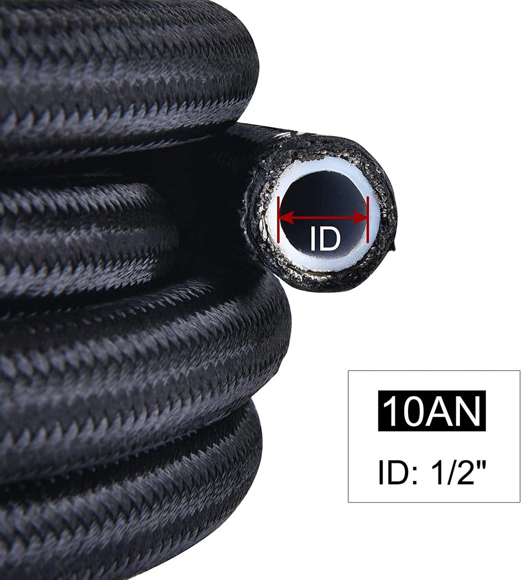 10AN E85 Nylon Braided PTFE Fuel Line Kit for Fuel Lines (10–20 ft)