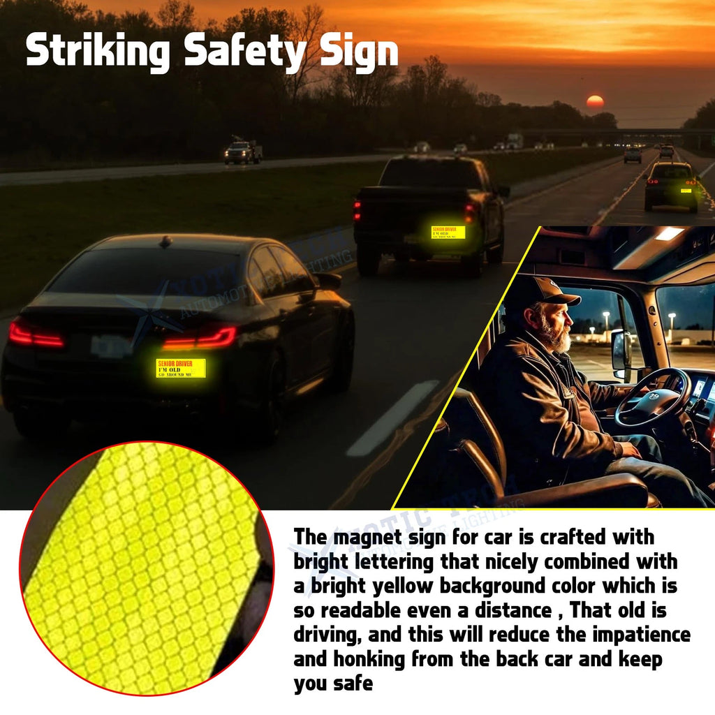 Elderly Driver Car Magnet Reflective Bright Senior Driver Signs (2020-2024)