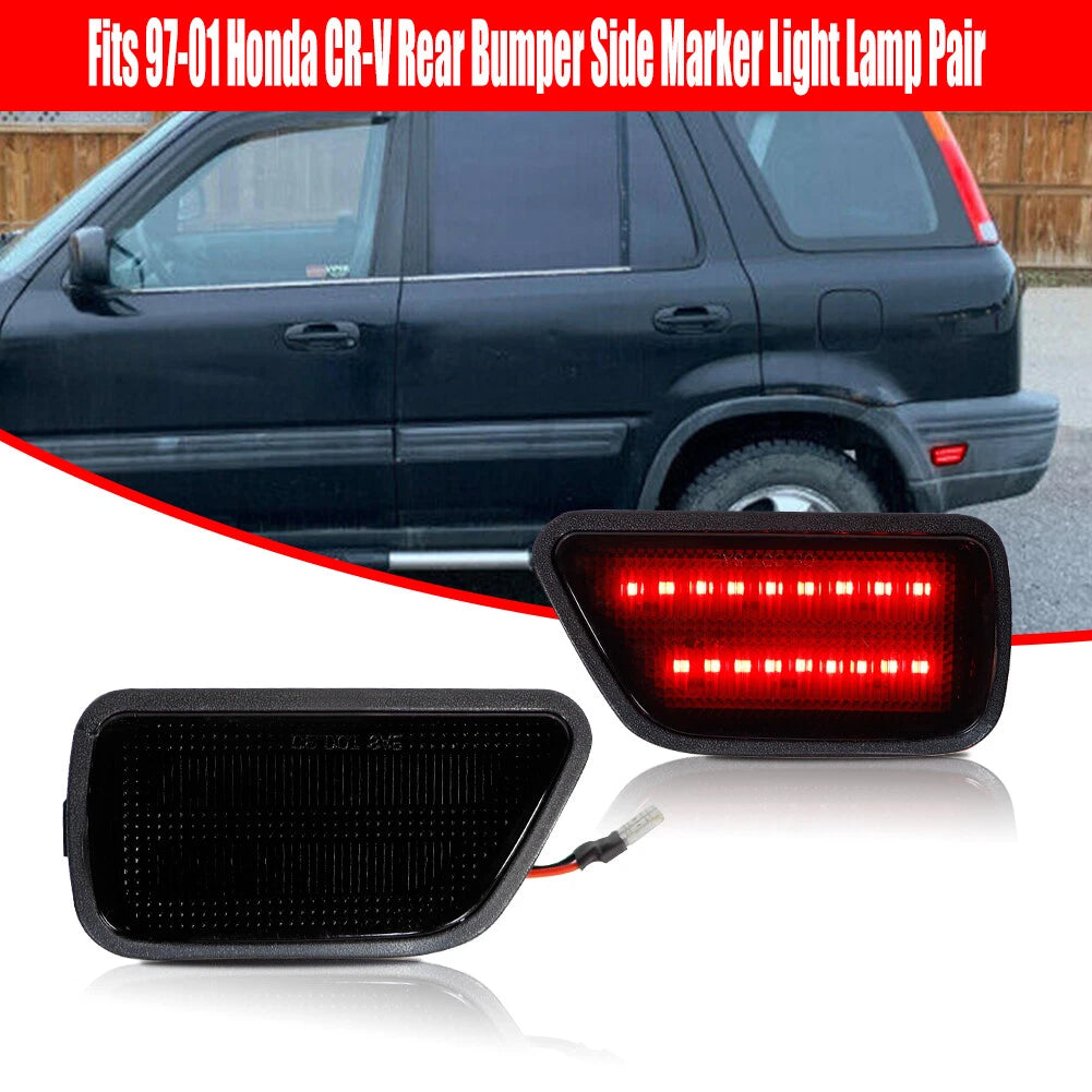 2X Smoked Lens Red LED Side Marker Lights for Honda CR-V (1997–2001)