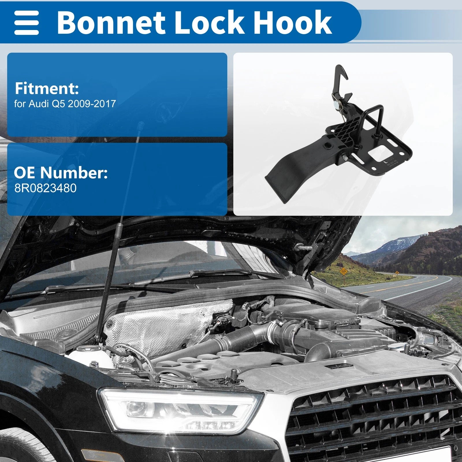 Hood Latch Assembly for Audi Q5 (2009–2017) No. 8R0823480