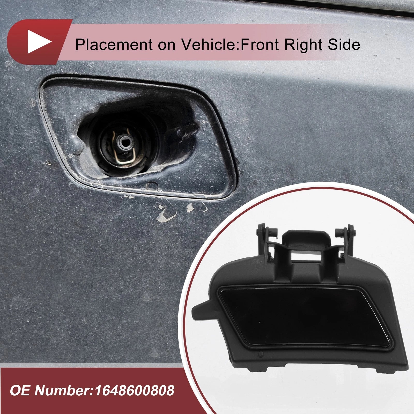 Front Right Washer Nozzle Cover Cap for Mercedes-Benz ML350 (2003–2005) Black