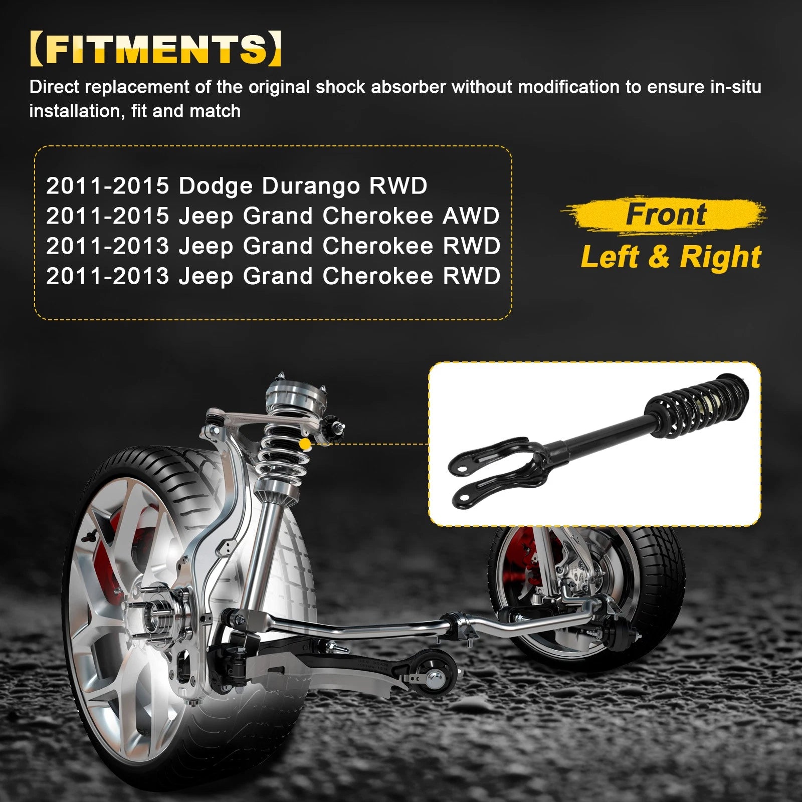 Set of 2 Front Complete Struts Springs for Dodge Durango Jeep Grand Cherokee