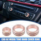 3 x Tune Knob Cover Ring for BMW 3 Series F30 Rose Gold Tone 3 Pcs